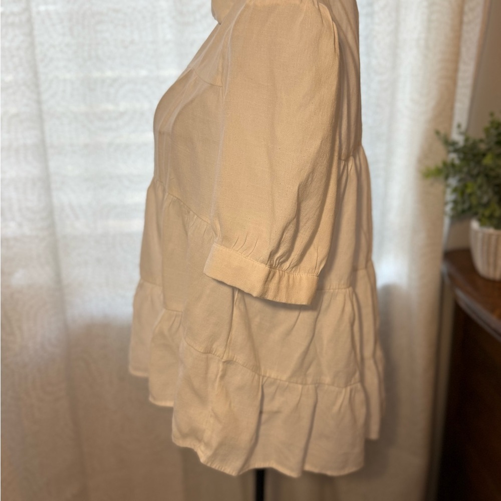 Rain x Francesca’s Women's White, Layered Button-Up Blouse, L - Picture 5 of 6